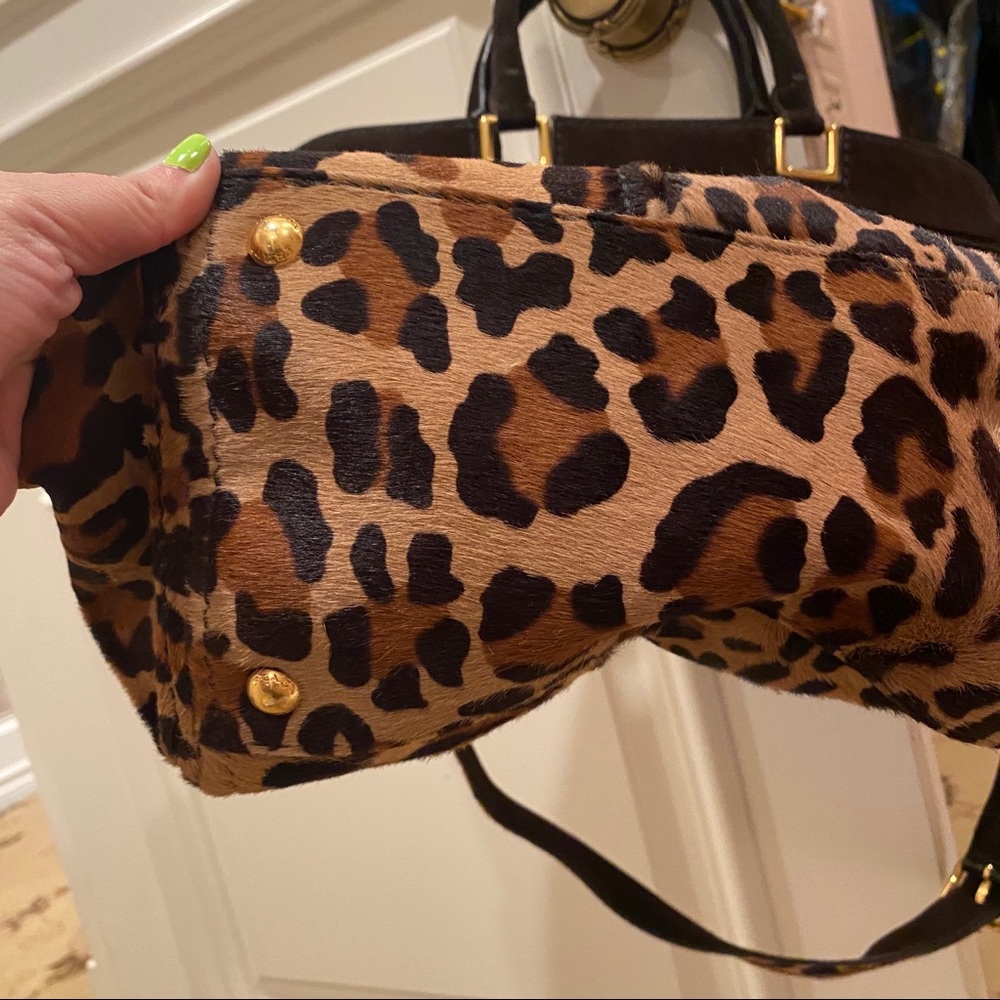 Prada vintage leopard dyed calf fur tote satchel - Picture 10 of 13